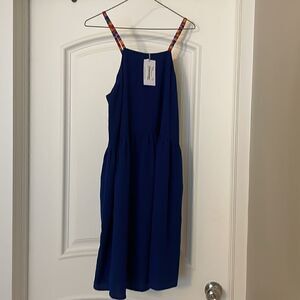 CROSBY BY MOLLIE BURCH SOLID BLUE ELLA DRESS WITH RAINBOW STRAPS.  NEW W…